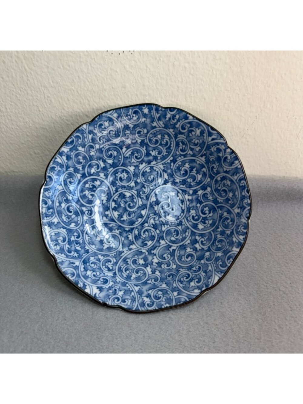 Vintage Takahashi Japanese Porcelain Plate With Blue Floral, Made in Japan - Picture 7 of 14